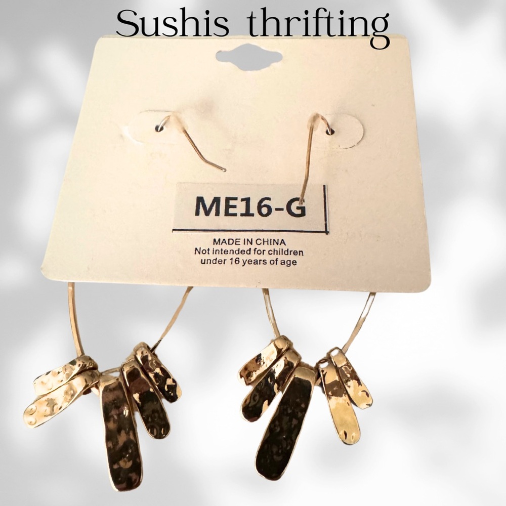 Gold Dangle Earrings - Picture 3 of 3
